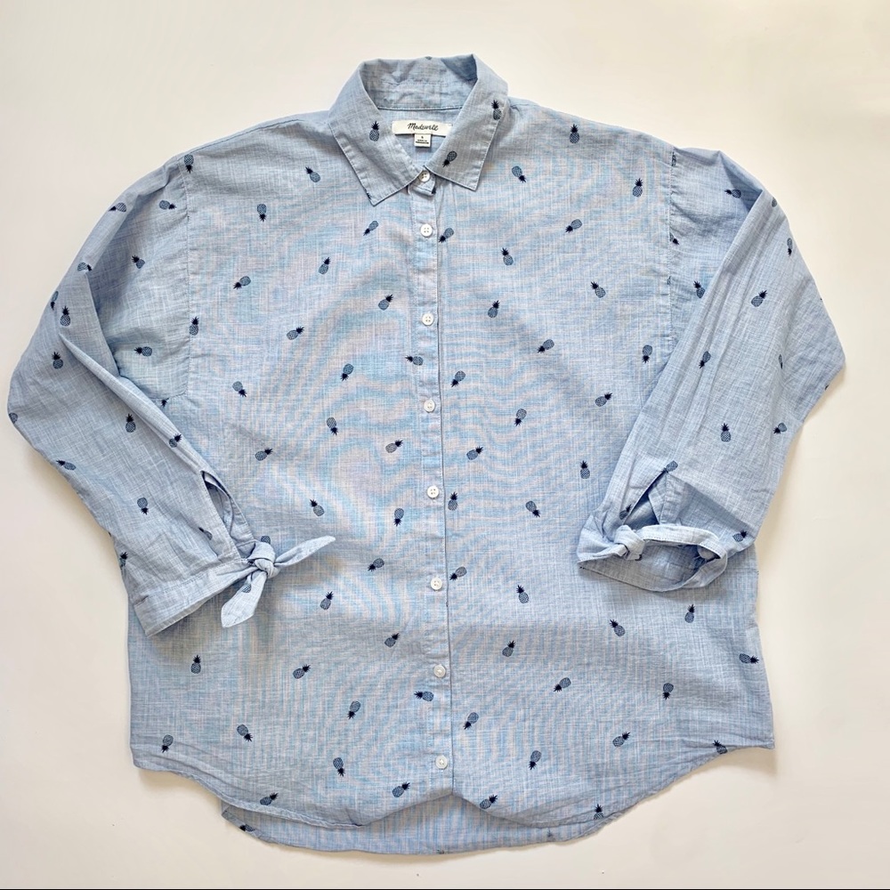 Madewell Pineapple Print Chambray Button Down